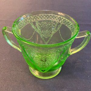 Green Depression Glass Sugar Bowl